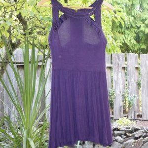 Y2K Urban Outfitters Plum Jersey Cut Out Skater Hipster Mini Dress